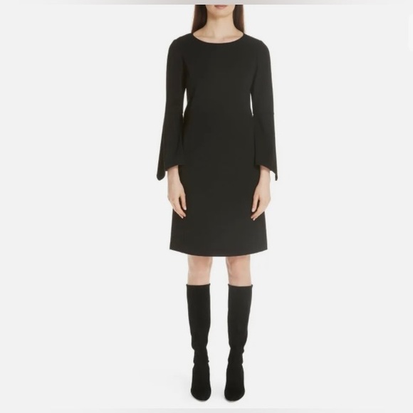 LAFAYETTE 148 New York Black PALOMA Bell Sleeve Punto Milano Shift Dress - Picture 4 of 12